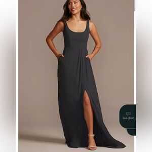 davids bridal black bridesmaid dress
